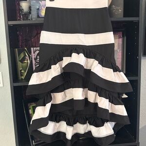 Black and White Ruffled Maxi Skirt Size Medium